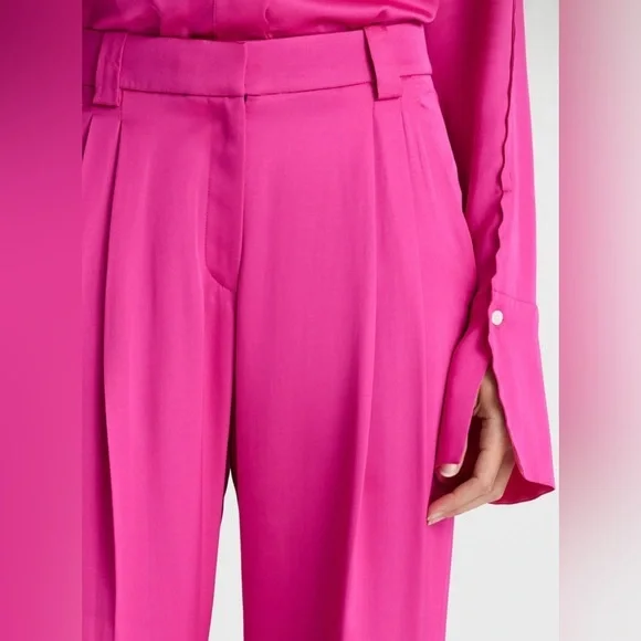 New! A.L.C. Flynn High-Waisted Pleated Trousers 💕 size 0 NWT! Disco Pink 🪩 - Picture 5 of 13